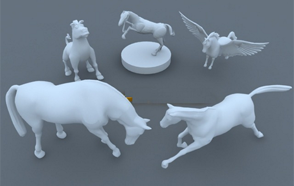 白色树脂材料制作的马群